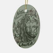 De natuur is mijn Kerk Druïde Godin Keramisch Ornament (Links)