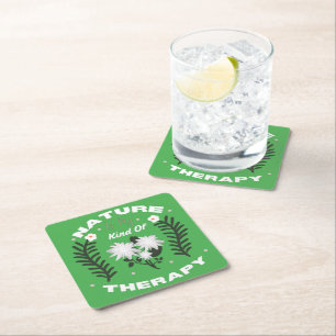 De natuur is mijn therapie - bloemig zomerdesign kartonnen onderzetters