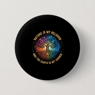 De natuur is religie de aarde is kerk mandala boom ronde button 5,7 cm