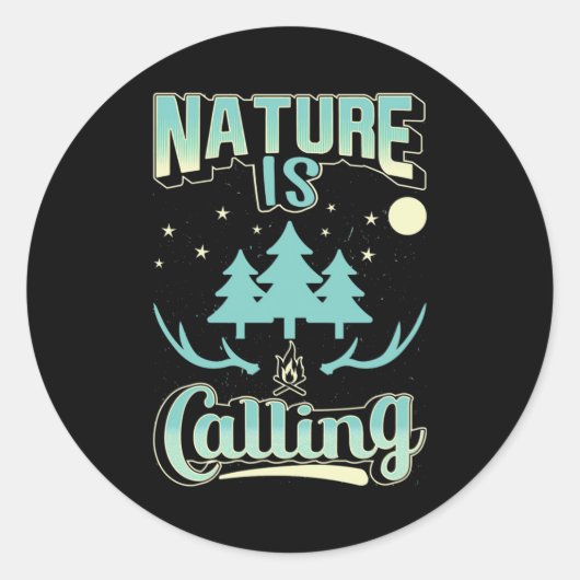 De Natuur van de wandelaar roept Ronde Sticker (Voorkant)
