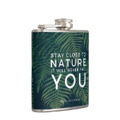 De natuur zal u nooit mijden citeert Palm Boom Heupfles (Rechts)