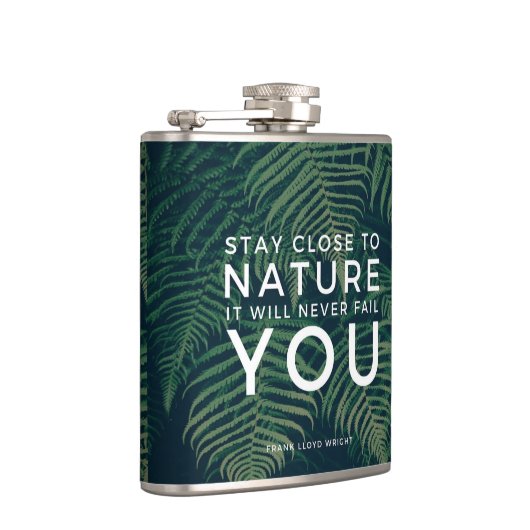 De natuur zal u nooit mijden citeert Palm Boom Heupfles (Rechts)