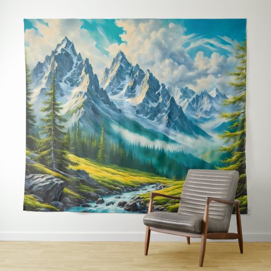 De natuurlijke schoonheid van de bergen wandkleed (In Situ (horizontaal))