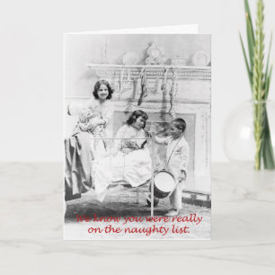 De Naughty List, een Vintage kerstkaart Feestdagen Kaart