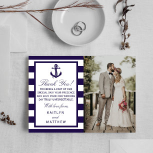 De Nautical Anchor Navy Streep Bruiloft Collectie Bedankkaart