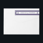 De Nautical Anchor Navy Streep Trouwcollectie<br><div class="desc">De nautical anchor navy streep trouwcollectie is perfect voor elk koppel dat een romantisch huwelijk aan zee plant. 
 
 Deze labels kunnen worden gepersonaliseerd voor uw speciale gelegenheid en zouden het perfecte label zijn voor elke trouwuitnodiging,  bruidsfeest aankondiging,  verlovingsfeest uitnodiging,  verjaardagskaart en nog veel meer.</div>