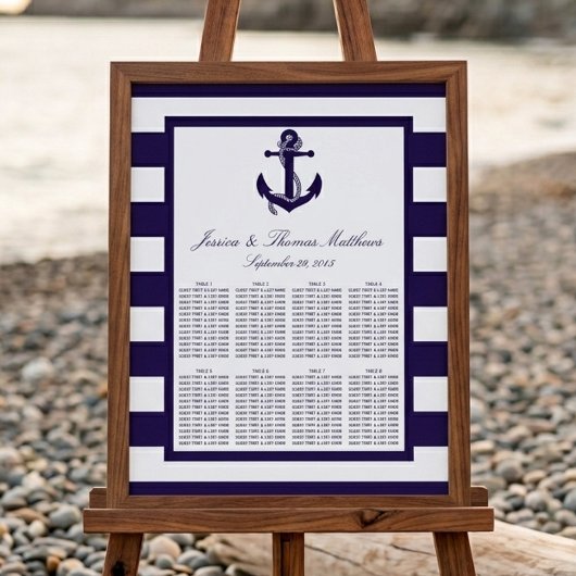 De Nautical Anchor Navy Streep Trouwcollectie Poster