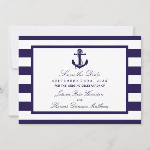 De Nautical Anchor Navy Streep Trouwcollectie Save The Date