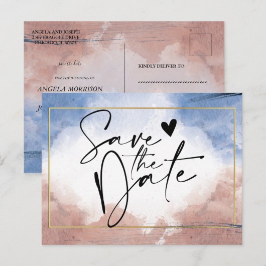 De nauwkeurige waterverf die aan golven sparen de  aankondigingskaart (Voorkant / Achterkant)