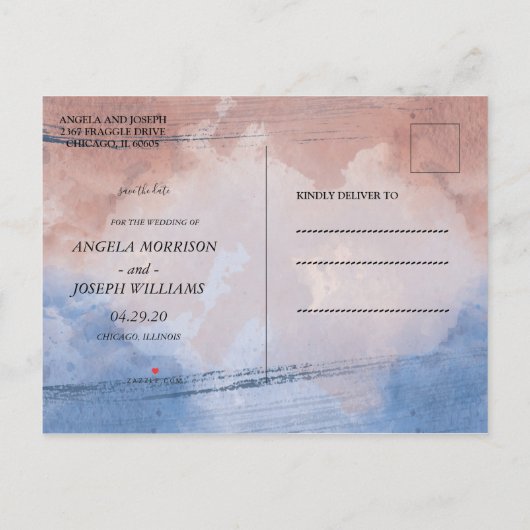 De nauwkeurige waterverf die aan golven sparen de  aankondigingskaart (Achterkant)