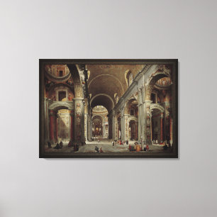 De Nave van de Sint-Peter Basilica in het Vaticaan Canvas Afdruk
