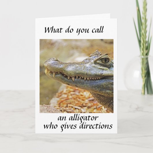 DE *NAVIGATOR ALLIGATOR* VOOR UW GROTE DAG FEESTDAGEN KAART (Voorkant)