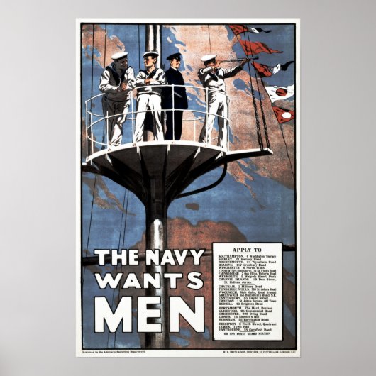 DE NAVY WIL MANNEN in de Britse Wereldoorlog Poster (Voorkant)