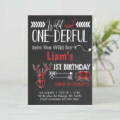 De nederige lumberjack boy eerste verjaardag nodig kaart (Staand voorkant)