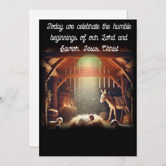 De nederige start van Jezus Feestdagenkaart (Voorkant / Achterkant)