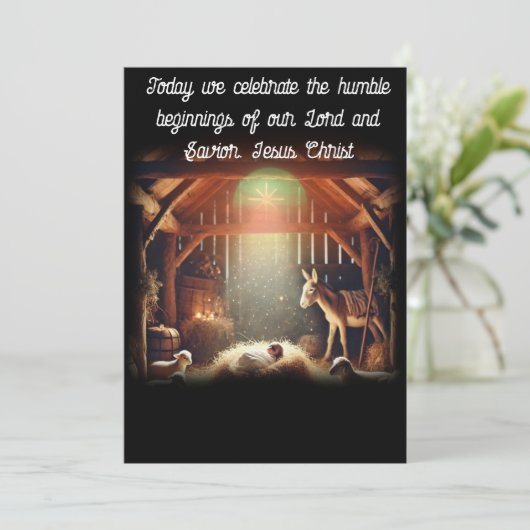 De nederige start van Jezus Feestdagenkaart (Staand voorkant)