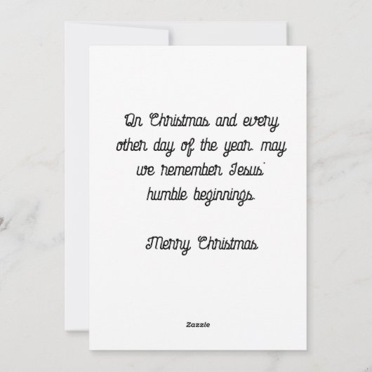 De nederige start van Jezus Feestdagenkaart (Achterkant)