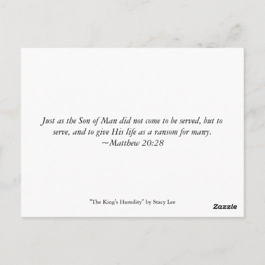 De nederigheid van de koning briefkaart (Achterkant)
