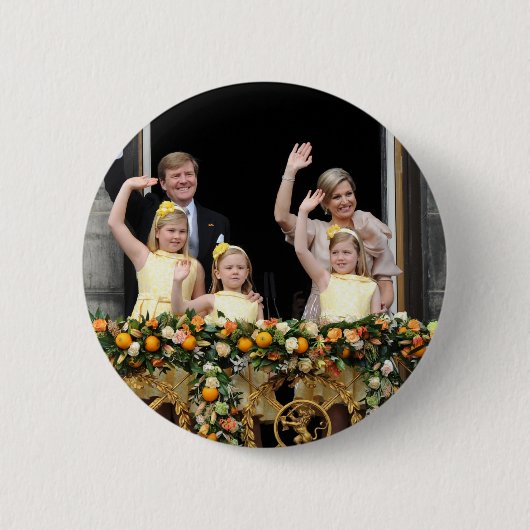 De Nederlandse koninklijke familie Ronde Button 5,7 Cm (Voorkant)