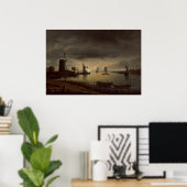 De Nederlandse Scène van de Rivier met Windmolen Poster (Thuiskantoor)