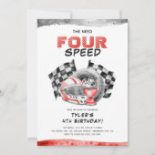 De need FOUR speed Little Racer 4e verjaardag Kaart (Voorkant)