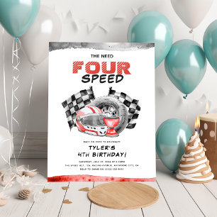 De need FOUR speed Little Racer 4e verjaardag Kaart
