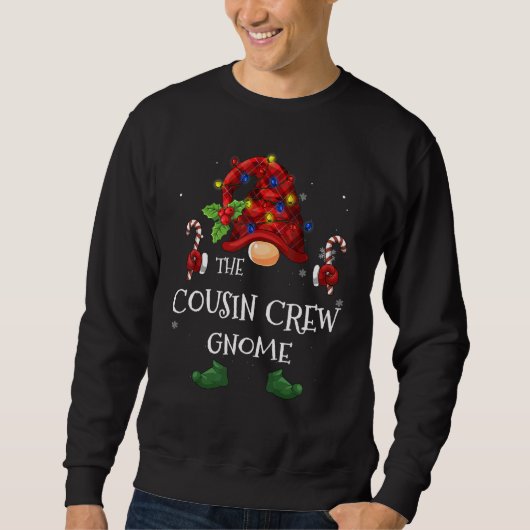 De neef Crew Gnoom Buffalo Plaid Kerstboom Trui (Voorkant)
