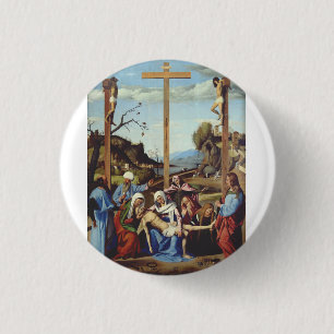De neerlegging van Jezus Christus Heilige Icoon Ku Ronde Button 3,2 Cm
