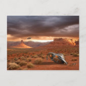 De Neerstorting van het UFO in Woestijn met het Briefkaart (Voorkant)