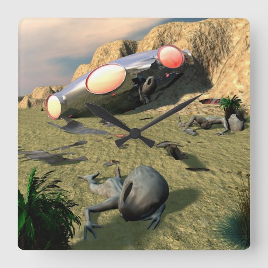 De Neerstorting van het UFO van Roswell Vierkante Klok (Voorkant)