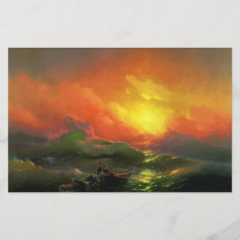 De Negende Golf (Stormachtige zee met rode zonsond Briefpapier