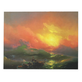 De negende golf (Stormachtige zee met rode zonsond Notitieblok