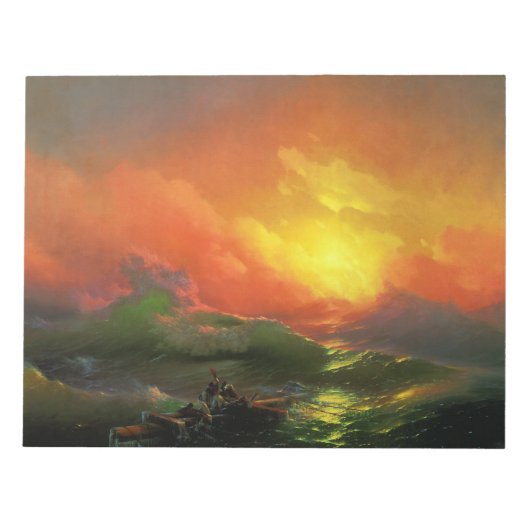 De negende golf (Stormachtige zee met rode zonsond Notitieblok (Voorkant)