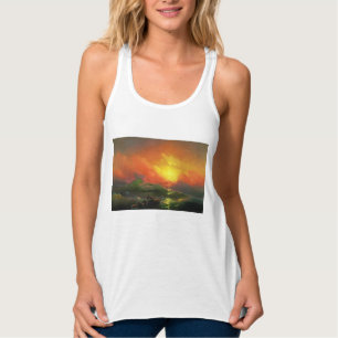De Negende Golf (Stormachtige zee met rode zonsond Tanktop