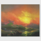 De negende golf (Stormy Zee met Red Sunset) Cadeaupapier (Vlak)