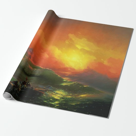 De negende golf (Stormy Zee met Red Sunset) Cadeaupapier (Uitgerold)