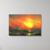 De negende golf (Stormy Zee met Red Sunset) Canvas Afdruk (Voorkant)