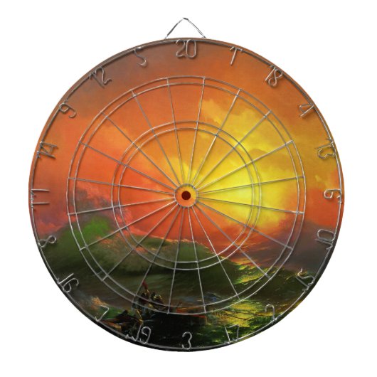 De negende golf (Stormy Zee met Red Sunset) Dartbord (Voorkant)
