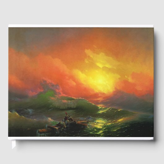 De negende golf (Stormy Zee met Red Sunset) Gastenboek (Voorkant)