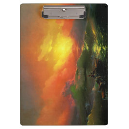 De negende golf (Stormy Zee met Red Sunset) Klembord