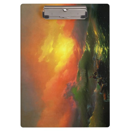 De negende golf (Stormy Zee met Red Sunset) Klembord (Voorkant)