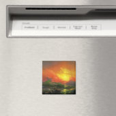 De negende golf (Stormy Zee met Red Sunset) Magneet (Insitu (Vaatwasser))