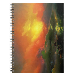 De negende golf (Stormy Zee met Red Sunset) Notitieboek