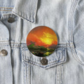 De negende golf (Stormy Zee met Red Sunset) Ronde Button 7,6 Cm (In situ)