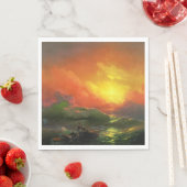 De negende golf (Stormy Zee met Red Sunset) Servet (Insitu)