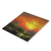 De negende golf (Stormy Zee met Red Sunset) Tegeltje (Zijkant)