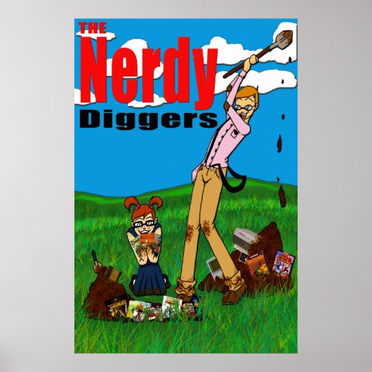 De Nerdy Diggers - Standaard Logo - Poster 24x36 (Voorkant)