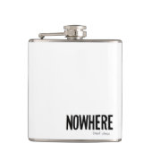 De Nergens Travel-erlenmeyer Heupfles (Voorkant)