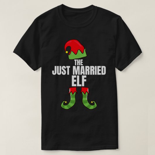 De net gehuwde Elf die de familie kerstman aanpast T-shirt (Design voorkant)