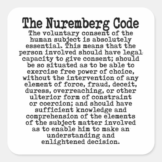 De Neurenberg-code Vierkante Sticker (Voorkant)